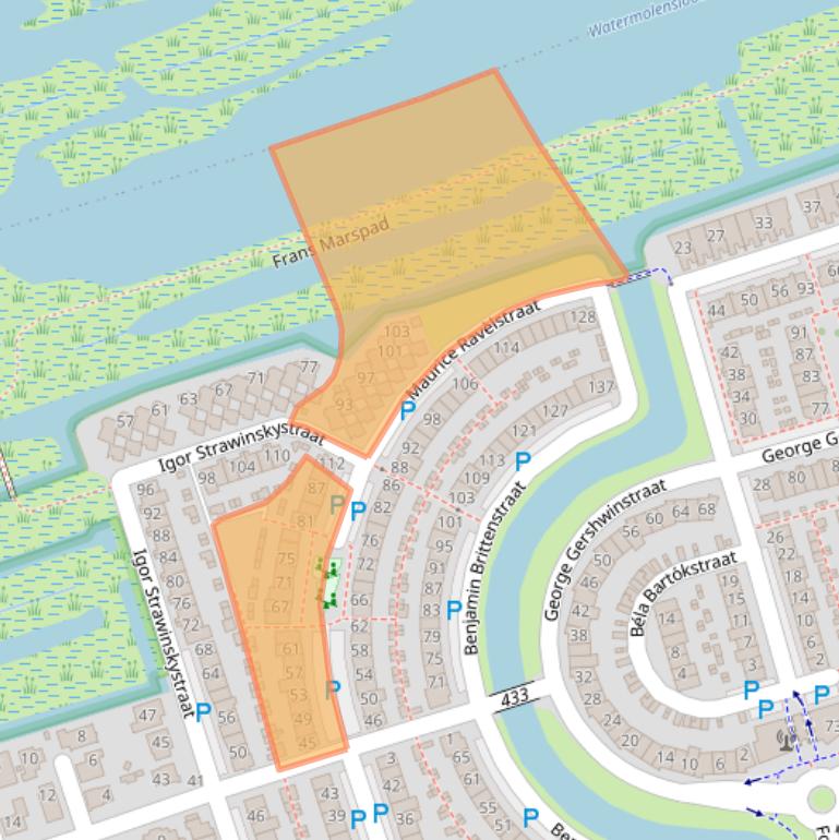 Kaart van postcodegebied 1544MJ.
