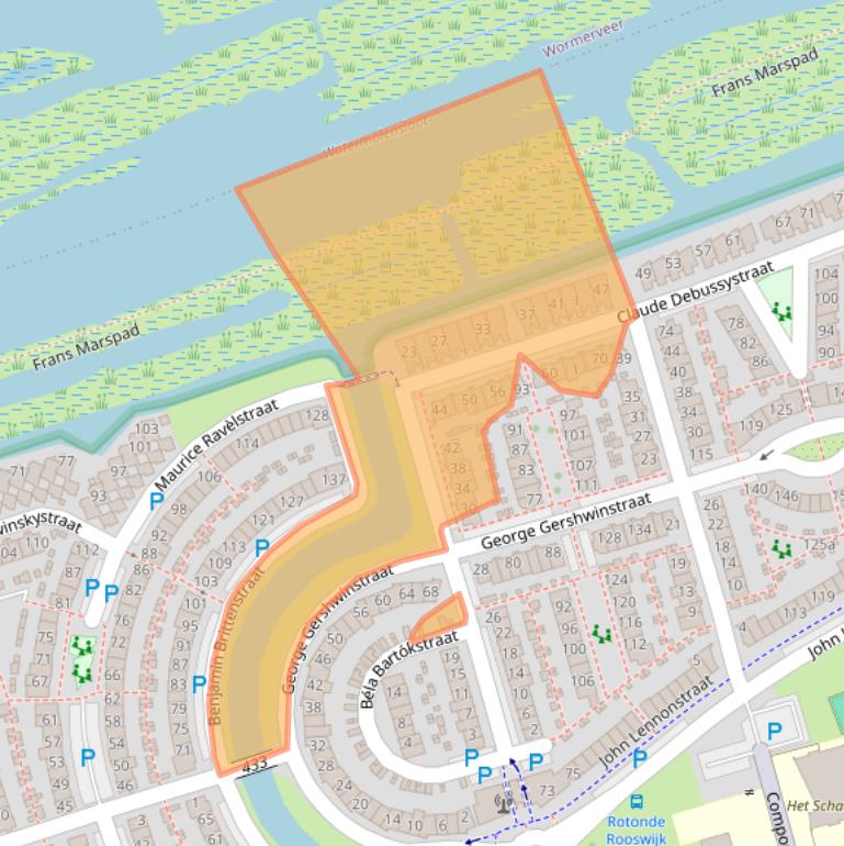 Kaart van postcodegebied 1544NM.