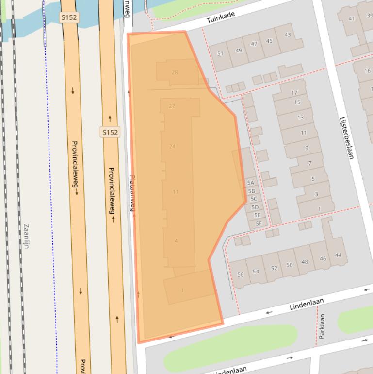 Kaart van postcodegebied 1544PA.