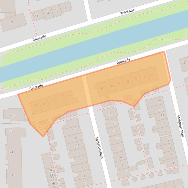 Kaart van postcodegebied 1544PD.