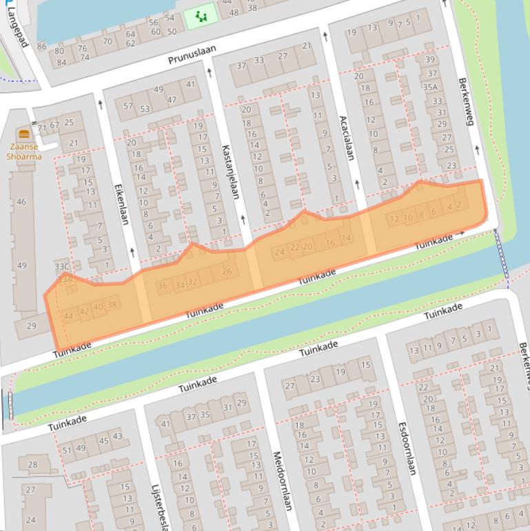 Kaart van postcodegebied 1544PE.