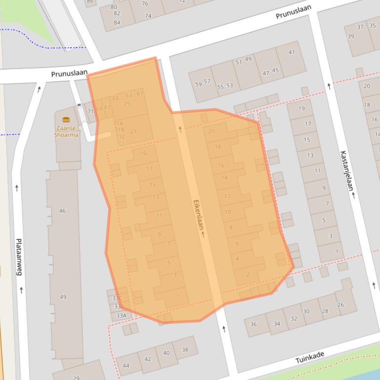 Kaart van postcodegebied 1544PG.