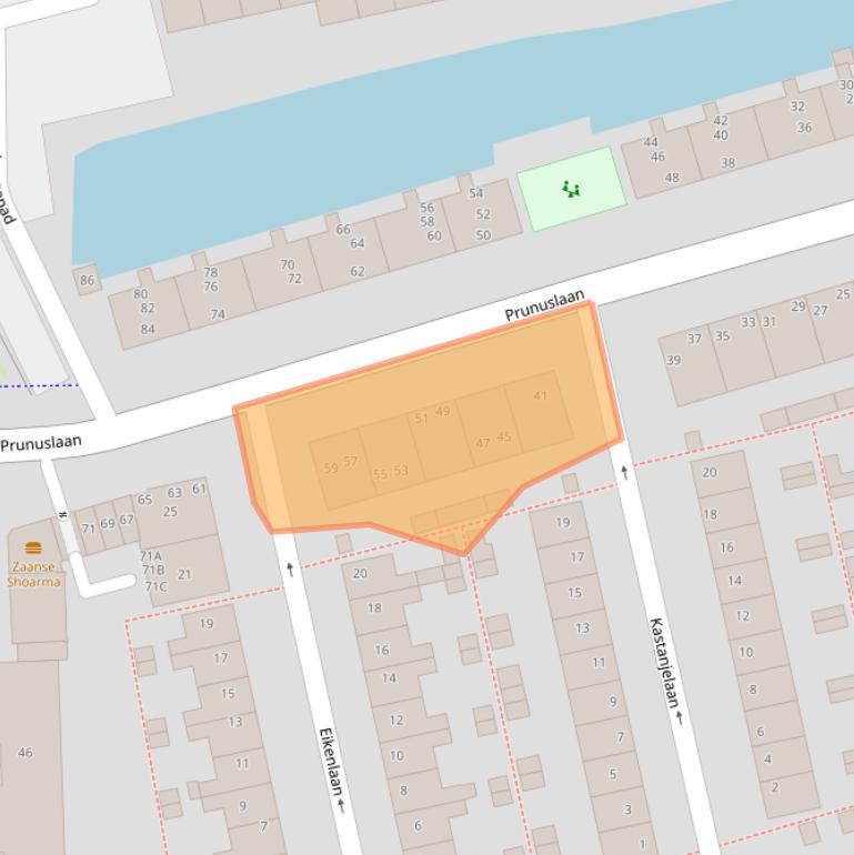 Kaart van postcodegebied 1544PN.