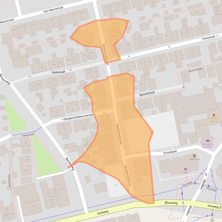 Kaart van postcodegebied 1544RA.