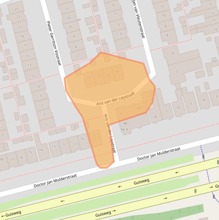 Kaart van postcodegebied 1544VD.