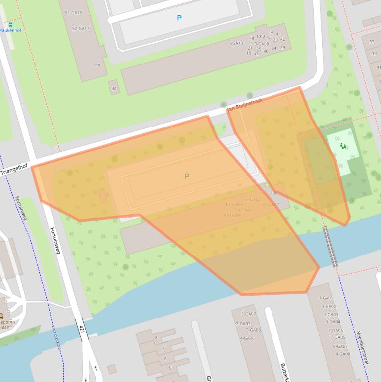 Kaart van postcodegebied 1544XJ.