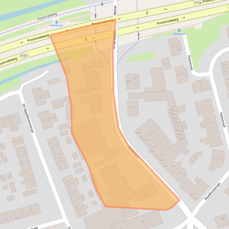 Kaart van postcodegebied 1551AC.