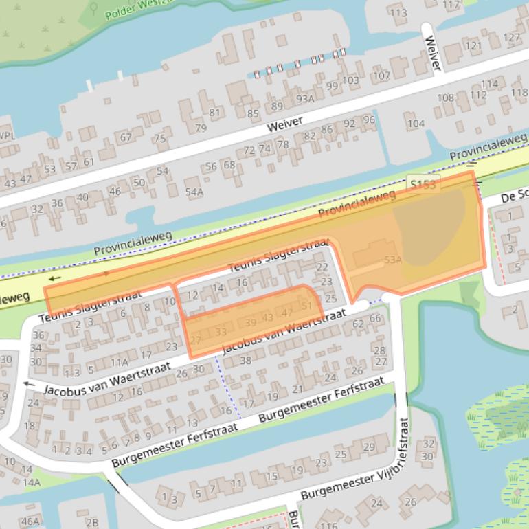 Kaart van postcodegebied 1551CJ.