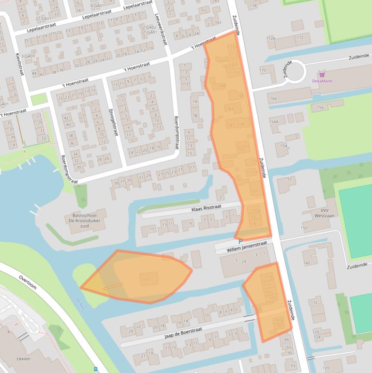 Kaart van postcodegebied 1551ED.