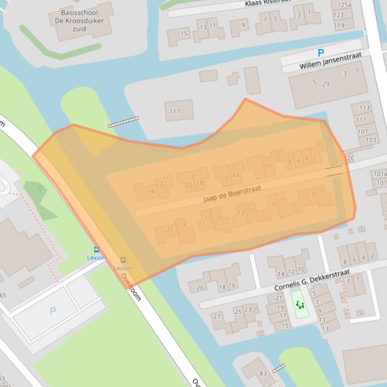 Kaart van postcodegebied 1551GP.