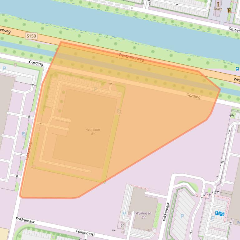 Kaart van postcodegebied 1551NH.