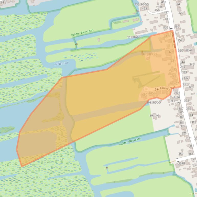 Kaart van postcodegebied 1551RK.