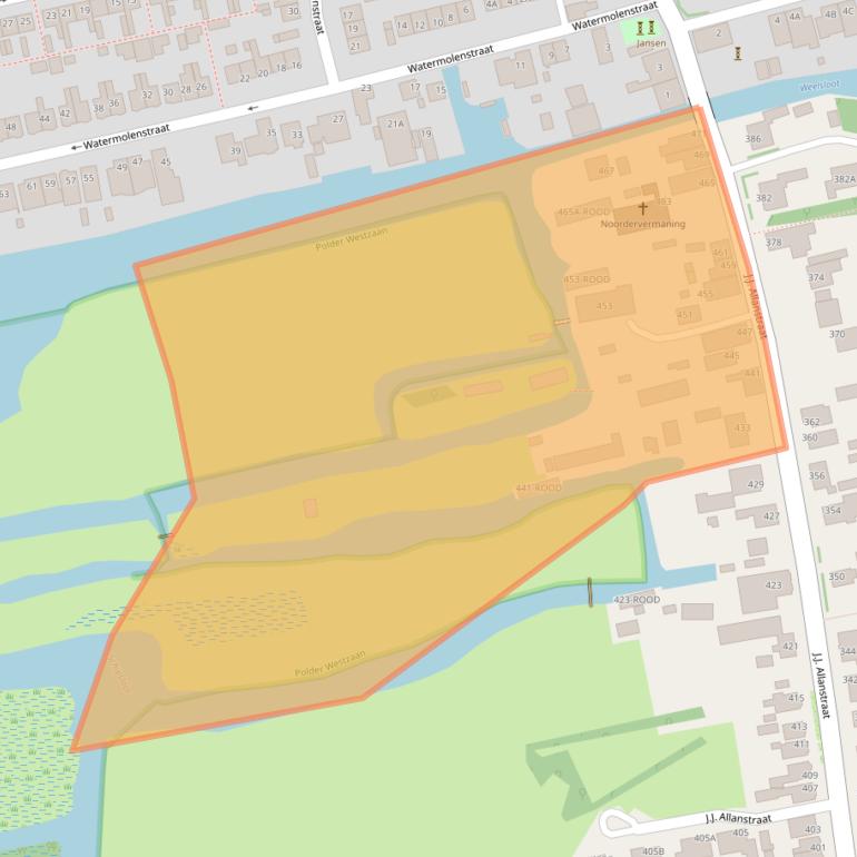 Kaart van postcodegebied 1551RL.