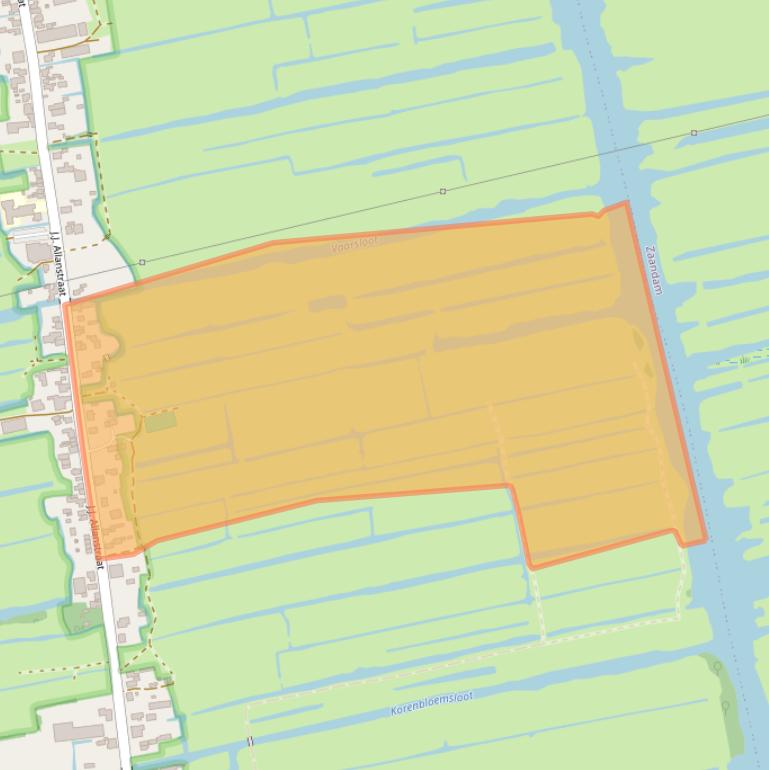 Kaart van postcodegebied 1551RN.