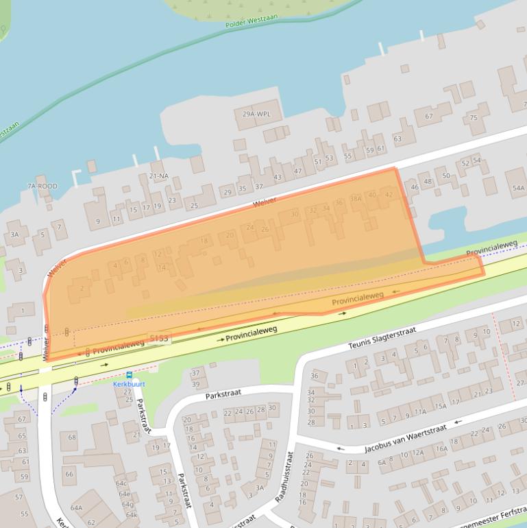 Kaart van postcodegebied 1551SJ.