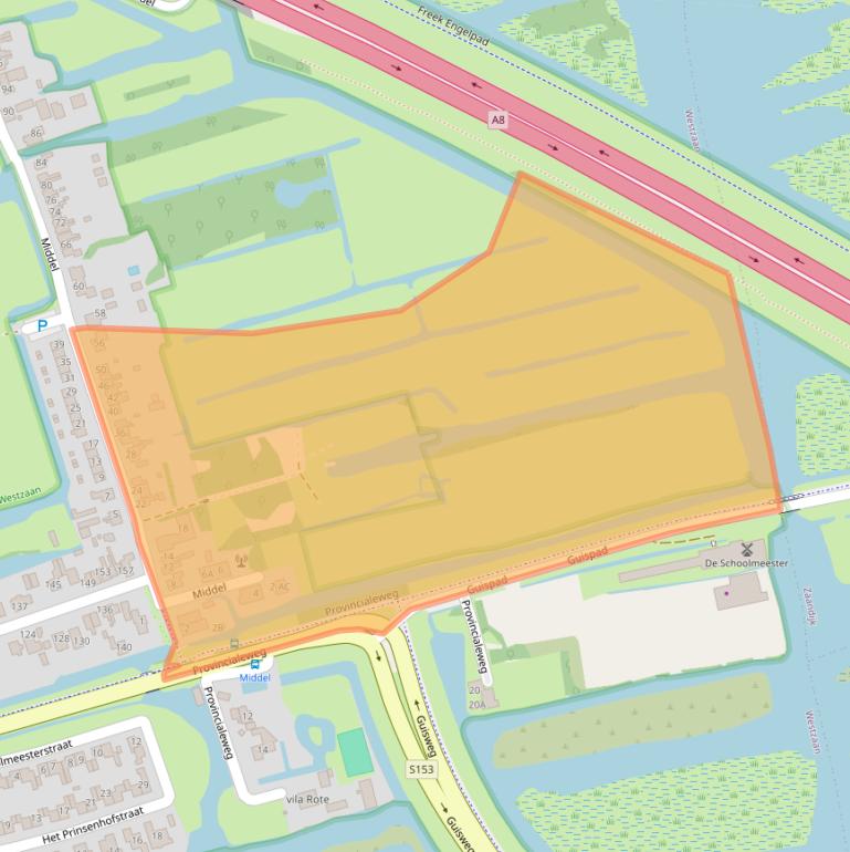 Kaart van postcodegebied 1551SP.