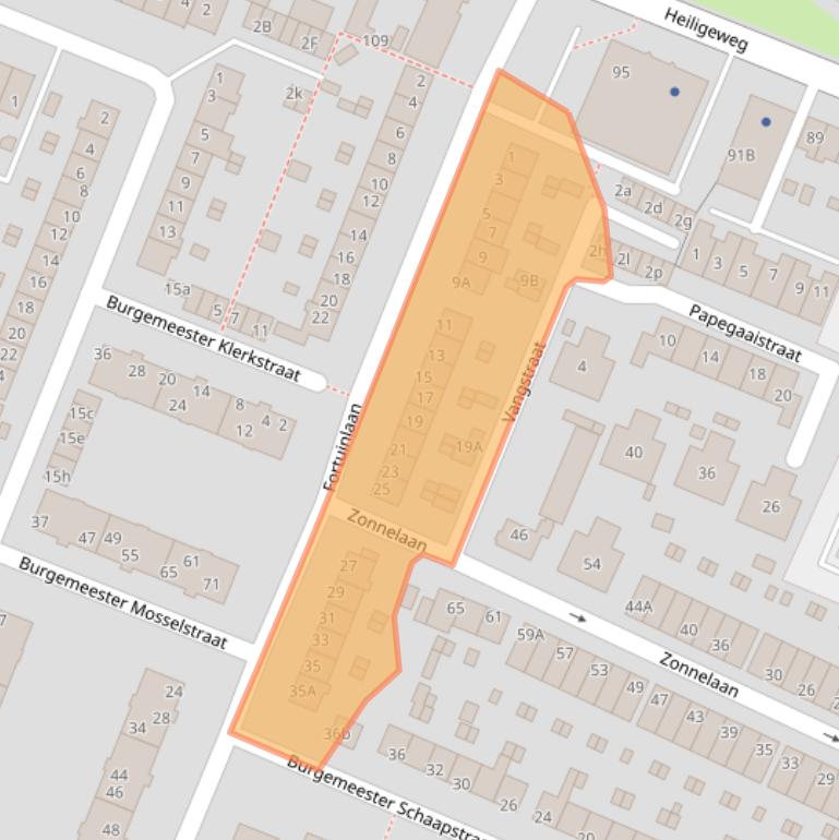 Kaart van postcodegebied 1561JA.