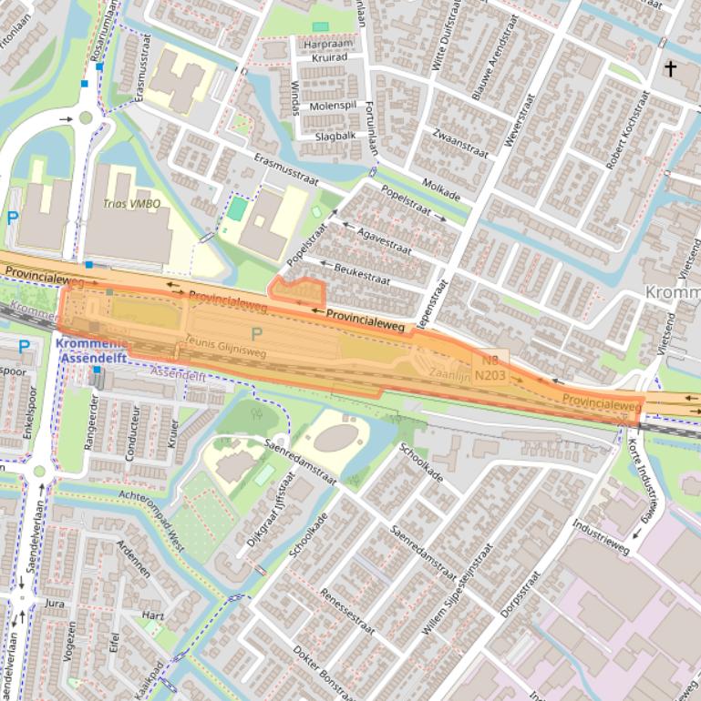 Kaart van postcodegebied 1561KN.