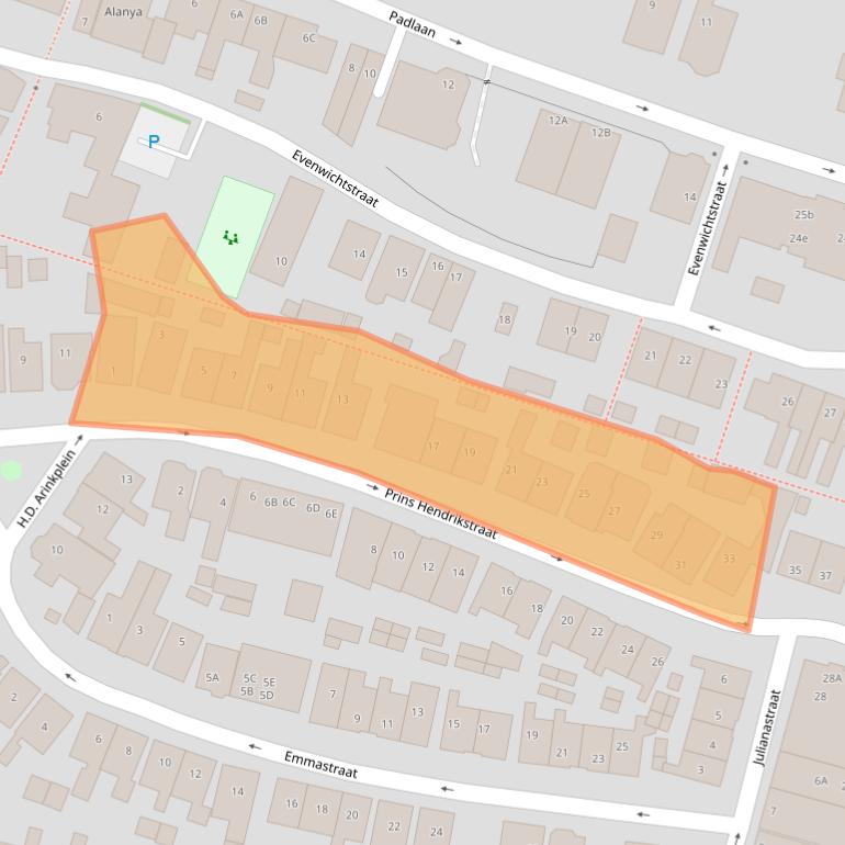 Kaart van postcodegebied 1561ZG.