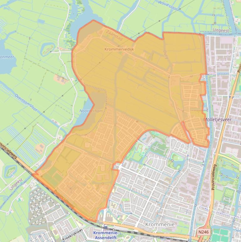 Kaart van postcodegebied 1562.