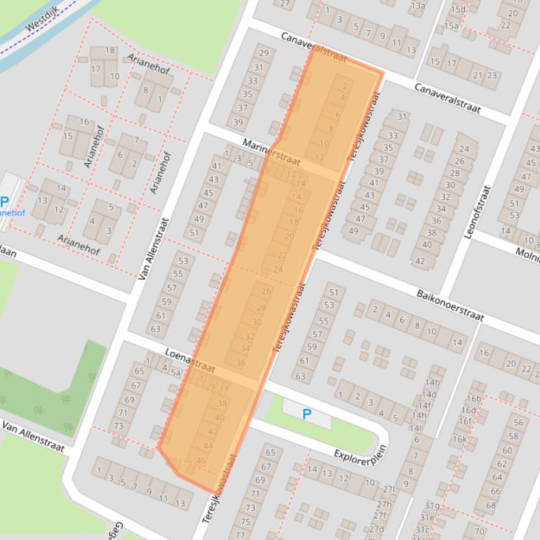 Kaart van postcodegebied 1562BW.