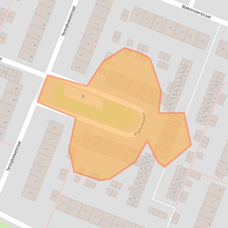 Kaart van postcodegebied 1562BX.