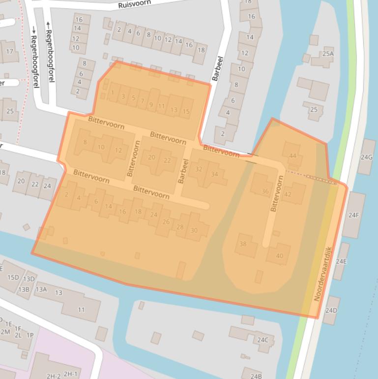 Kaart van postcodegebied 1562KG.