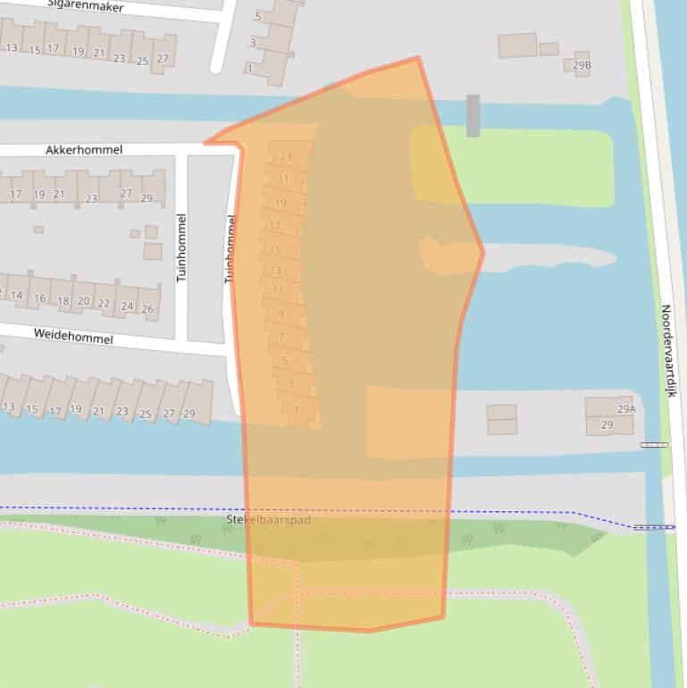 Kaart van postcodegebied 1562LL.