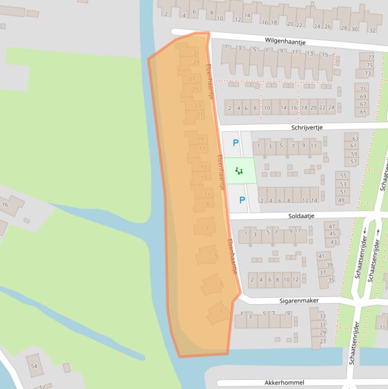 Kaart van postcodegebied 1562LZ.