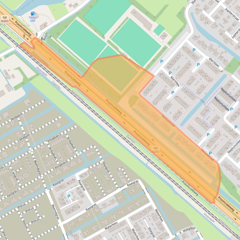 Kaart van postcodegebied 1562ZB.