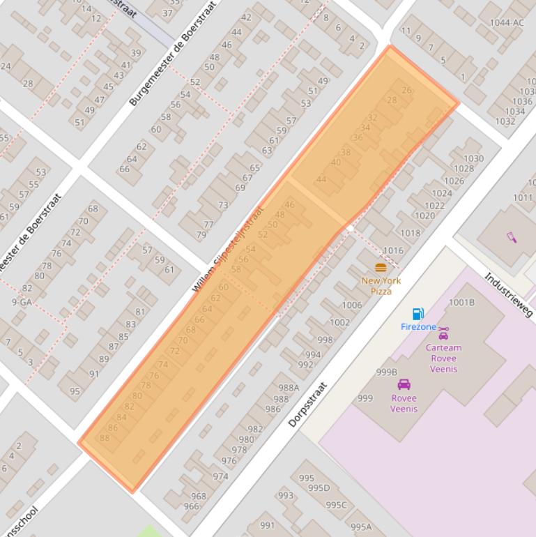 Kaart van postcodegebied 1566KJ.