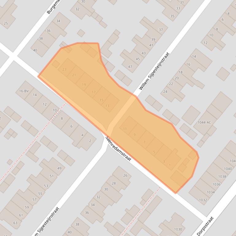 Kaart van postcodegebied 1566KK.