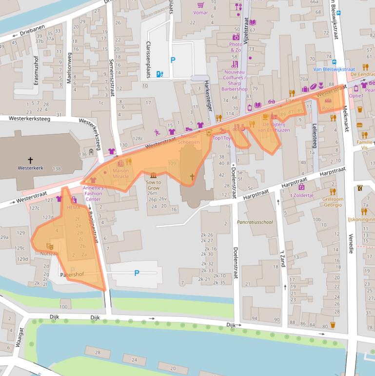 Kaart van postcodegebied 1601AD.