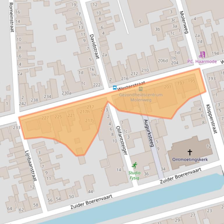 Kaart van postcodegebied 1601AH.