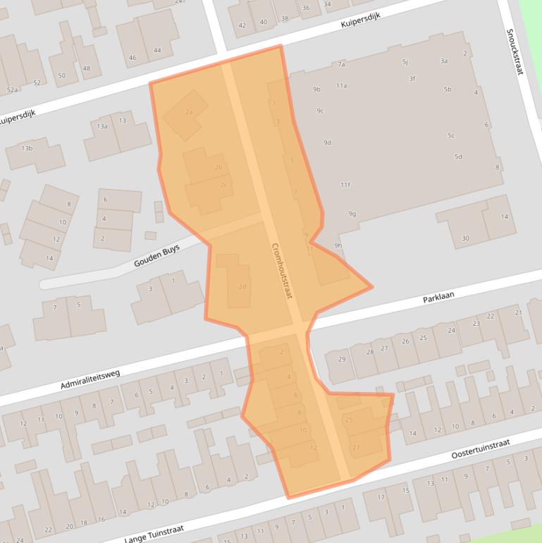 Kaart van postcodegebied 1601EA.