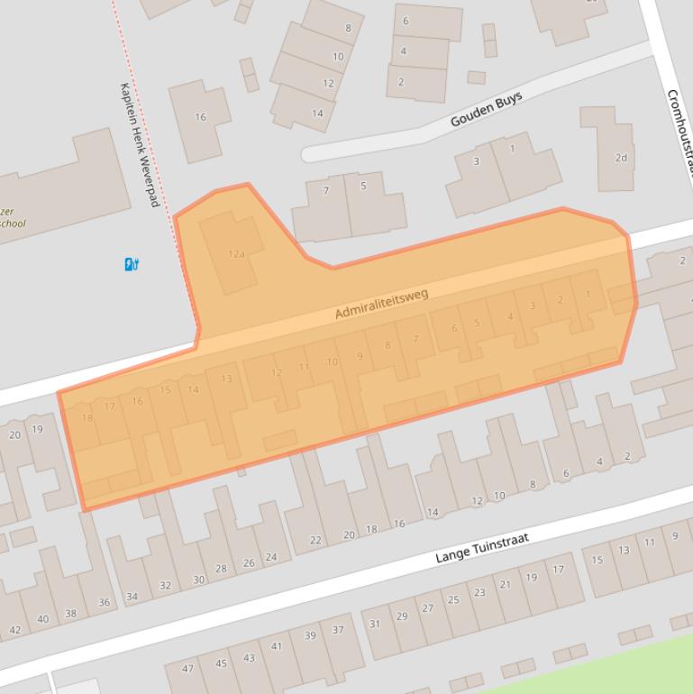 Kaart van postcodegebied 1601EC.