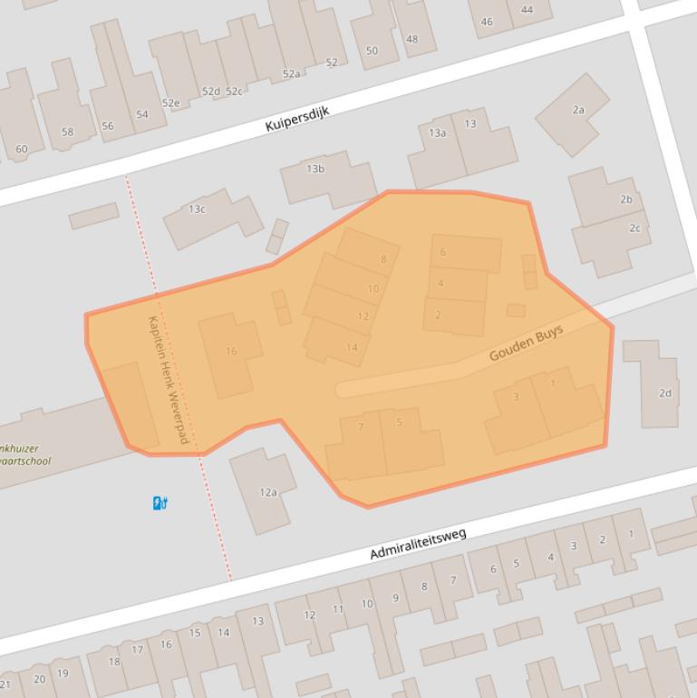 Kaart van postcodegebied 1601GV.