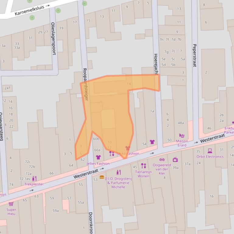 Kaart van postcodegebied 1601JX.