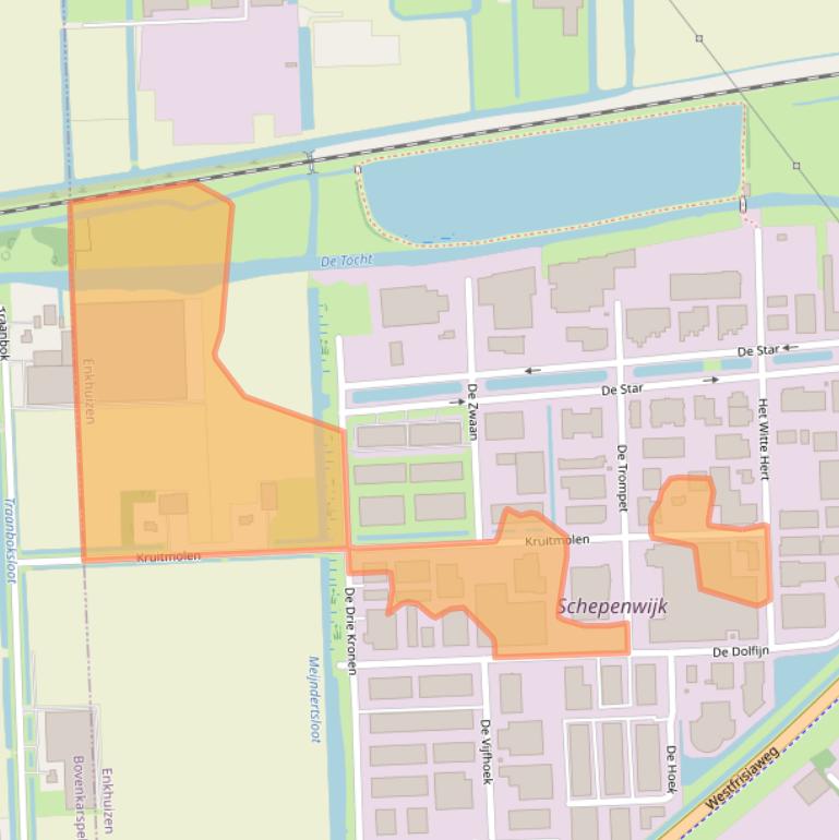 Kaart van postcodegebied 1601MC.