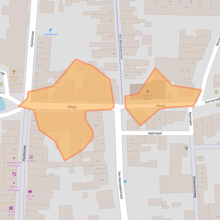 Kaart van postcodegebied 1601NE.