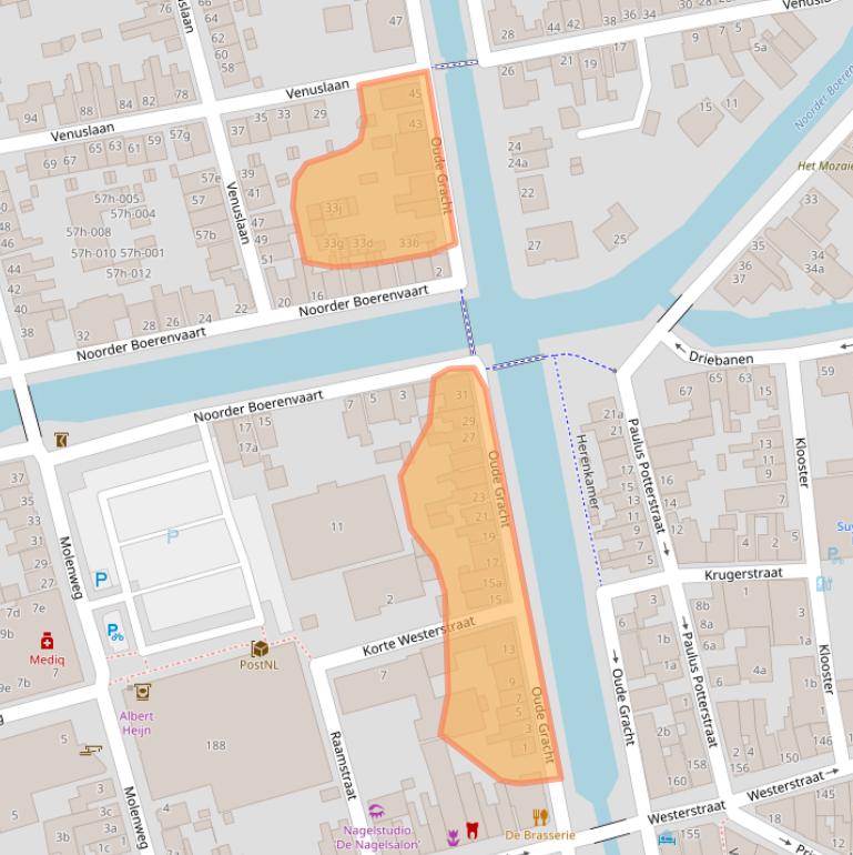 Kaart van postcodegebied 1601RD.