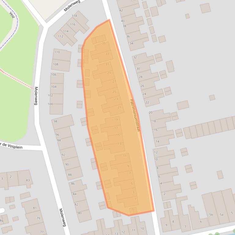 Kaart van postcodegebied 1601RS.