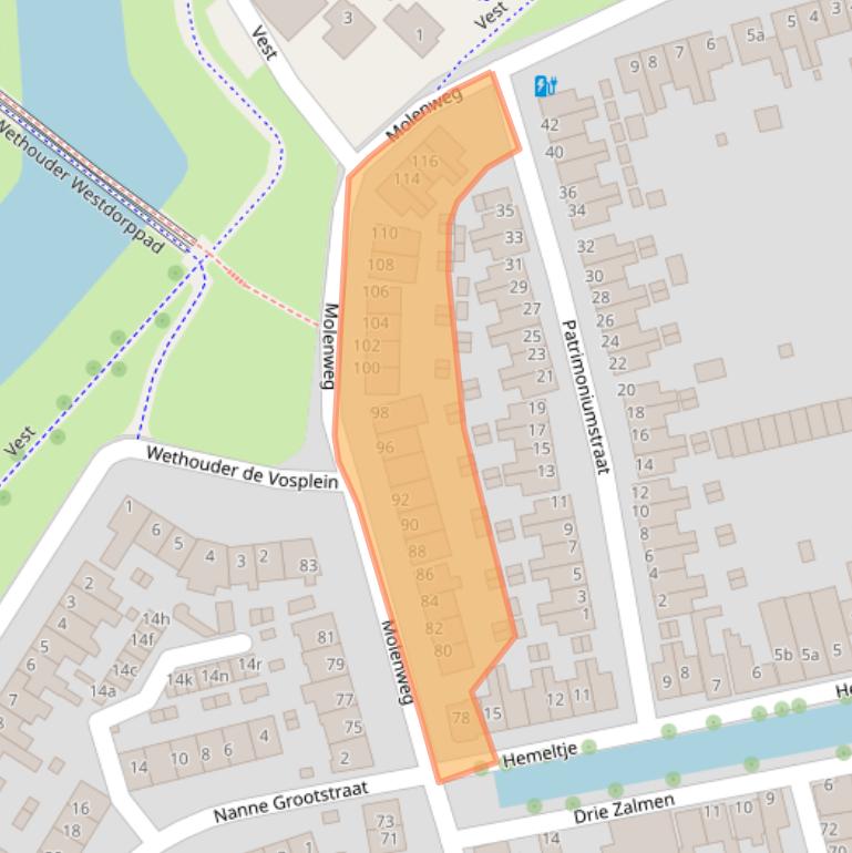 Kaart van postcodegebied 1601SW.