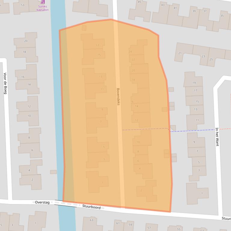 Kaart van postcodegebied 1602CE.