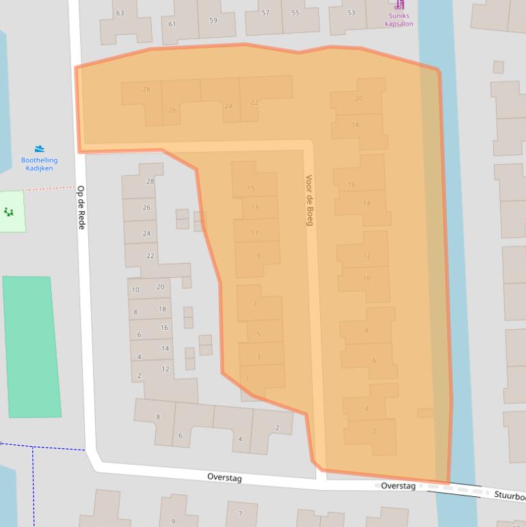 Kaart van postcodegebied 1602CH.