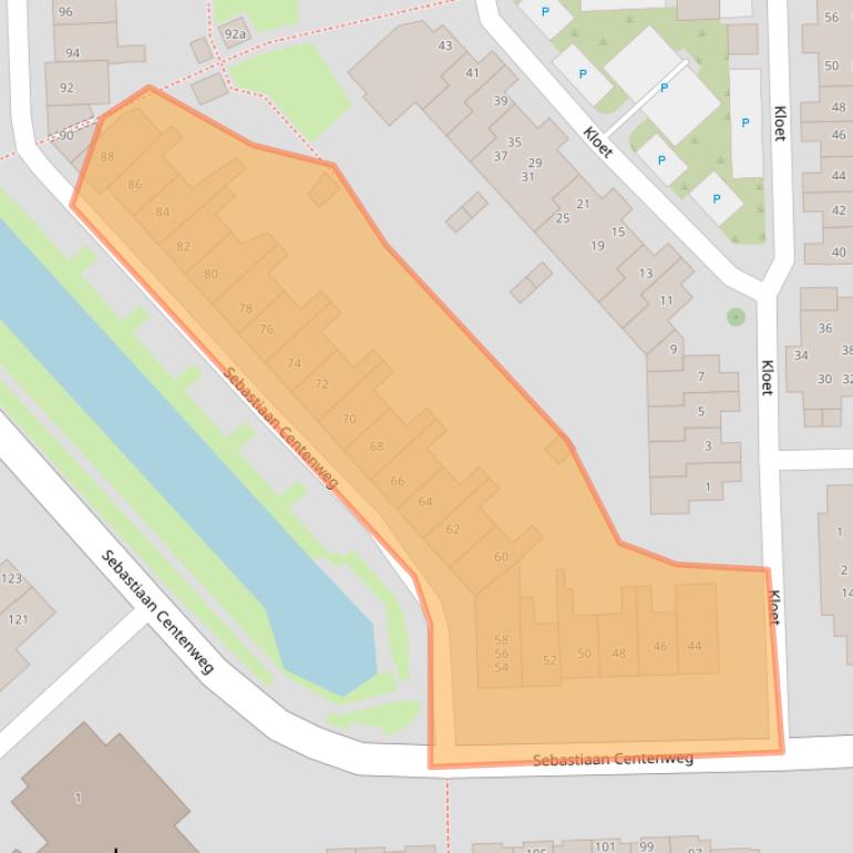 Kaart van postcodegebied 1602EJ.