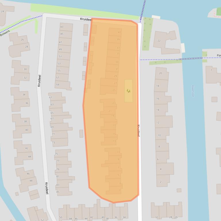 Kaart van postcodegebied 1602GJ.