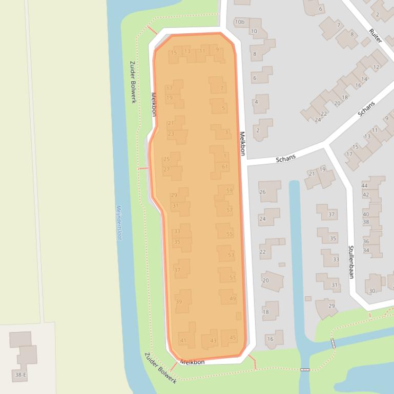 Kaart van postcodegebied 1602JD.