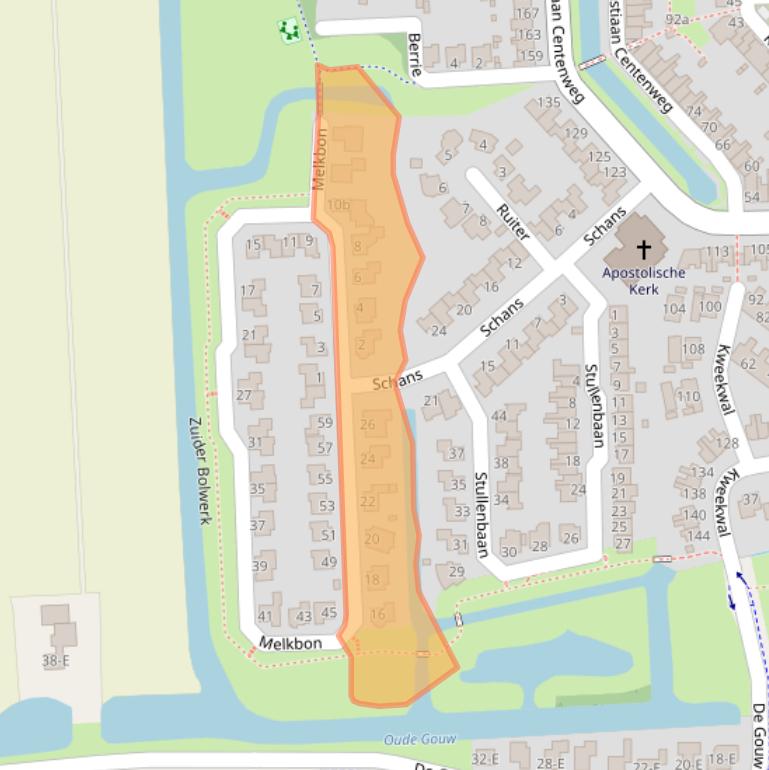 Kaart van postcodegebied 1602JE.