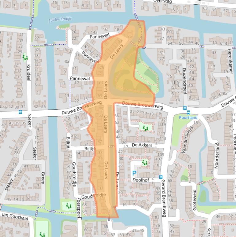 Kaart van postcodegebied 1602MZ.